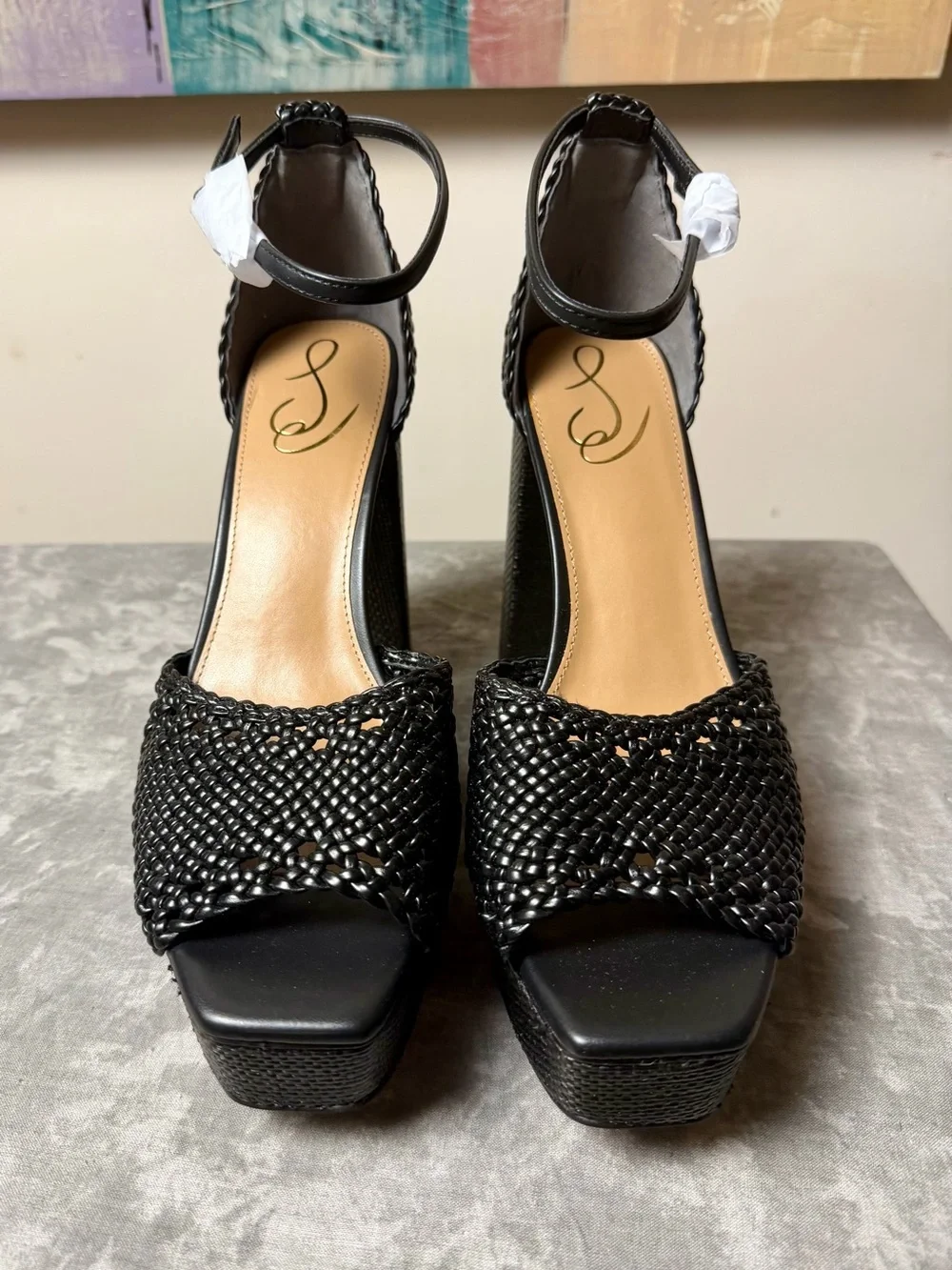 Brand New Sam Edelman Nattie Woven Napa Size 10M Beaded Platform Sandals